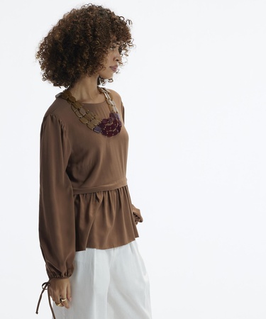  YARGICI Manşeti Bağlamalı Bisiklet Yaka Önü Detaylı Bluz