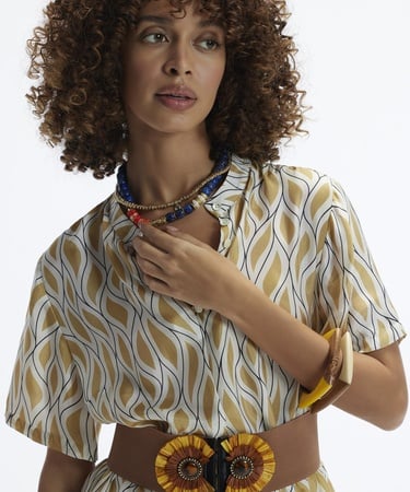  YARGICI Kısa Kollu Düğmeli Midi Boy Elbise