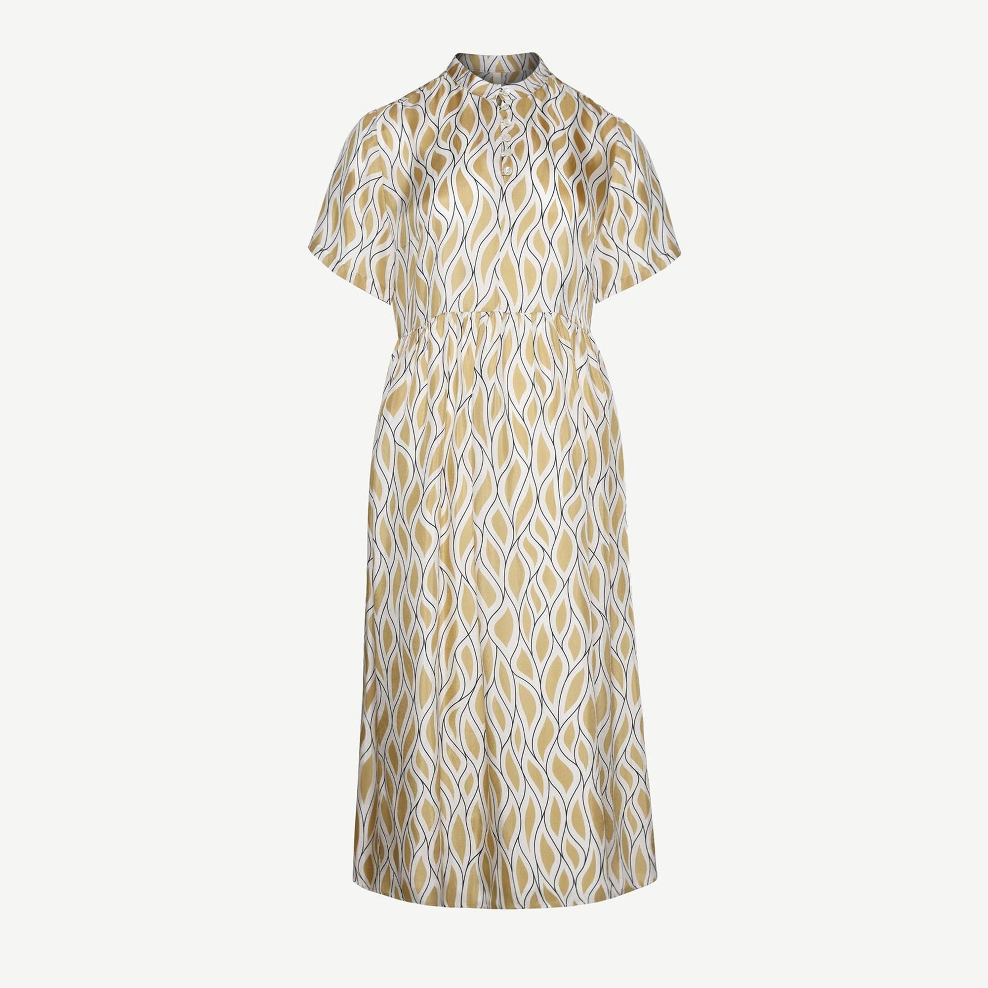 YARGICI Kısa Kollu Düğmeli Midi Boy Elbise