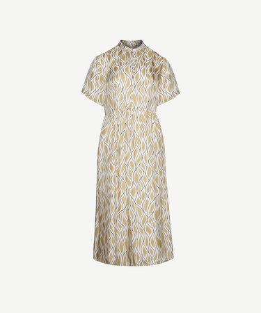  YARGICI Kısa Kollu Düğmeli Midi Boy Elbise