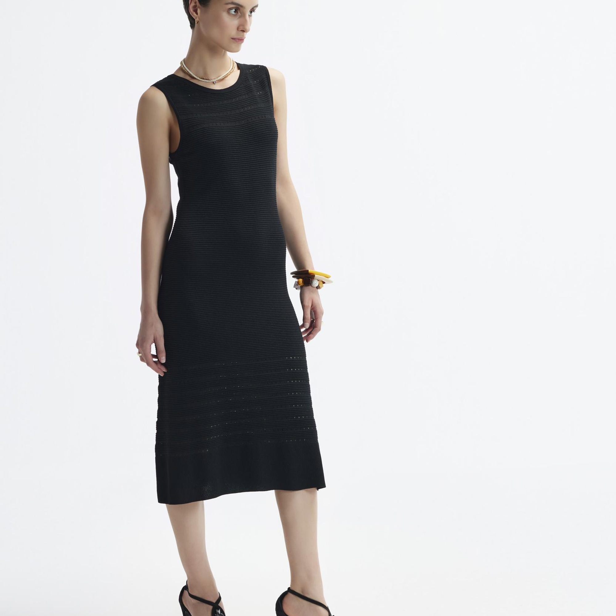 YARGICI V Yaka Dizaltı Triko Elbise