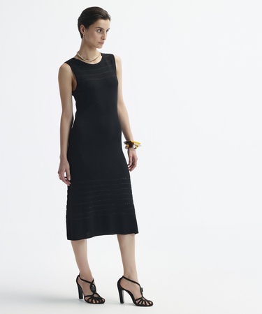  YARGICI V Yaka Dizaltı Triko Elbise