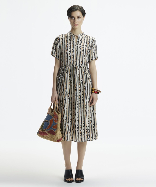  YARGICI Kısa Kollu Düğmeli Midi Boy Elbise