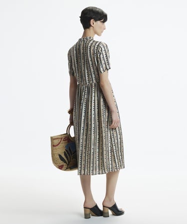  YARGICI Kısa Kollu Düğmeli Midi Boy Elbise