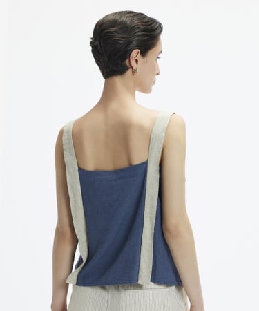  YARGICI Kontrast Askılı Kare Yaka Bluz