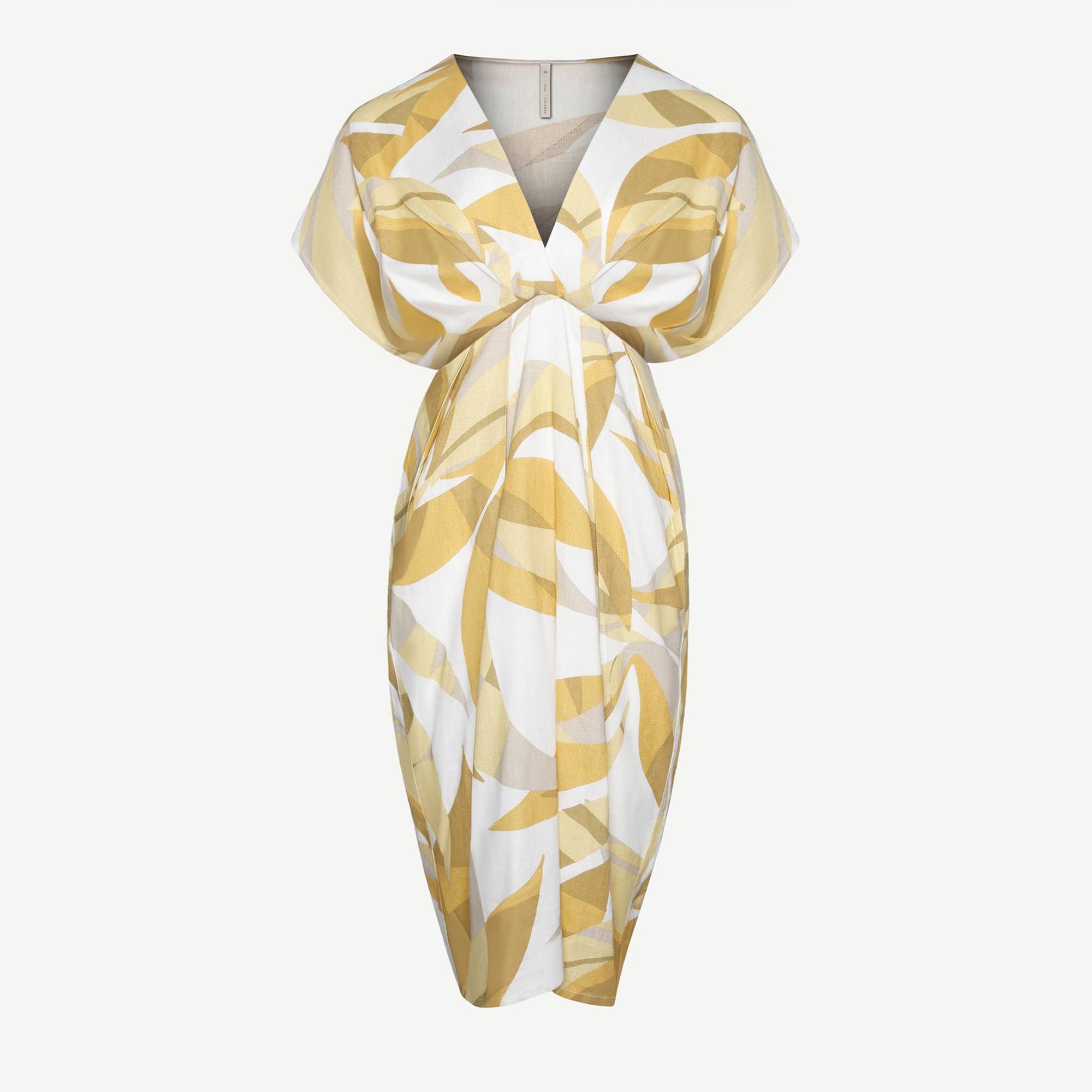 YARGICI V Yaka Kısa Kollu Beli Dekolte Kısa Elbise