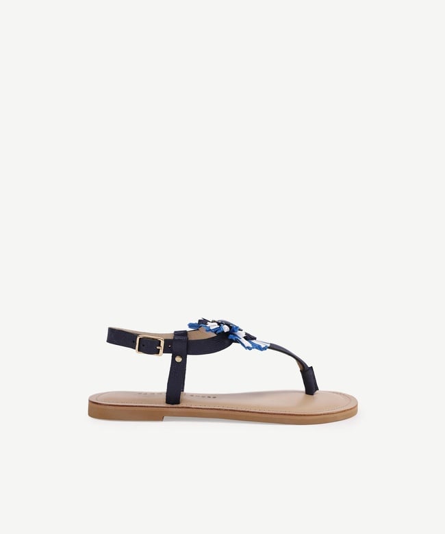  YARGICI Rafya Detaylı Deri Sandalet