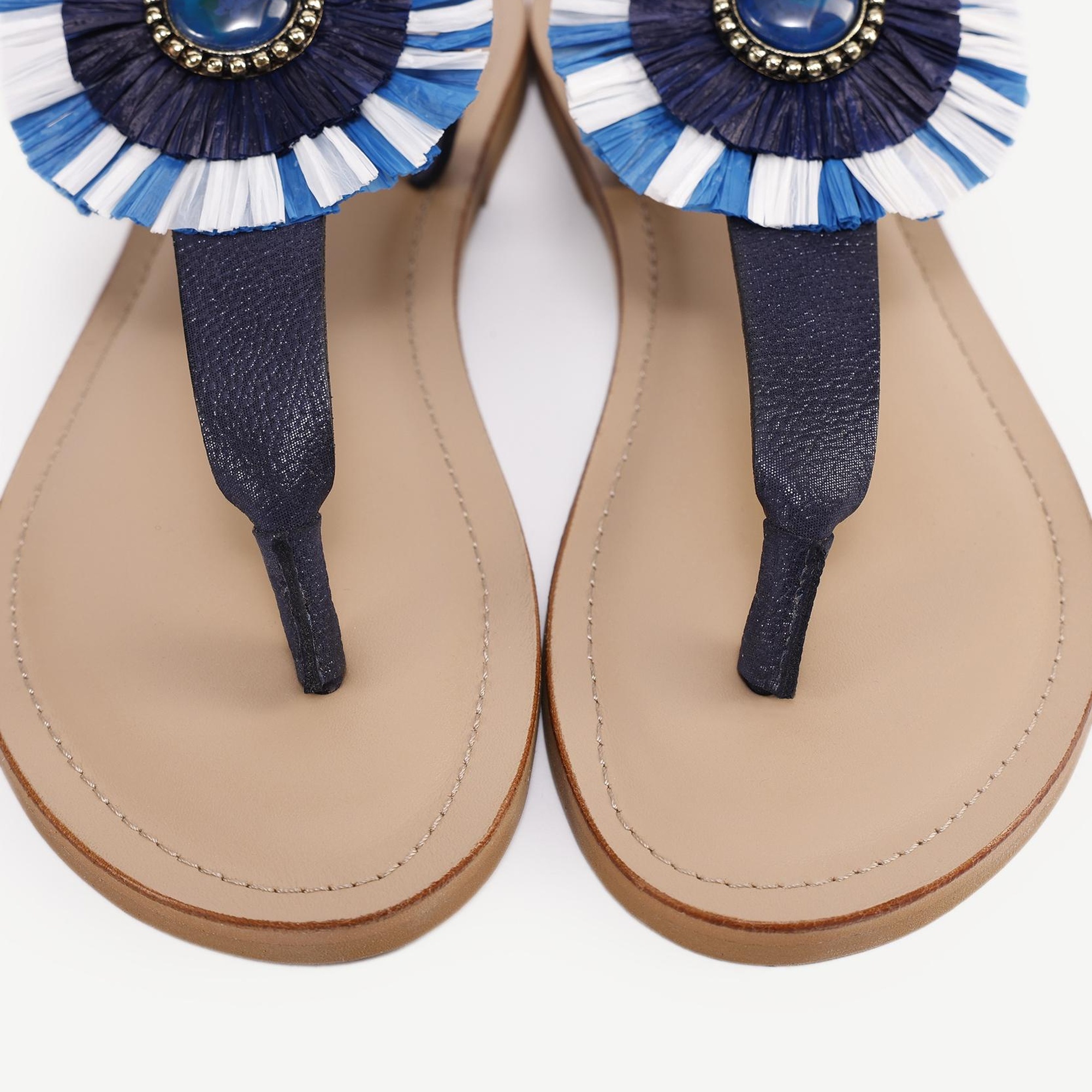 YARGICI Rafya Detaylı Deri Sandalet