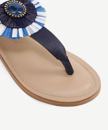  YARGICI Rafya Detaylı Deri Sandalet