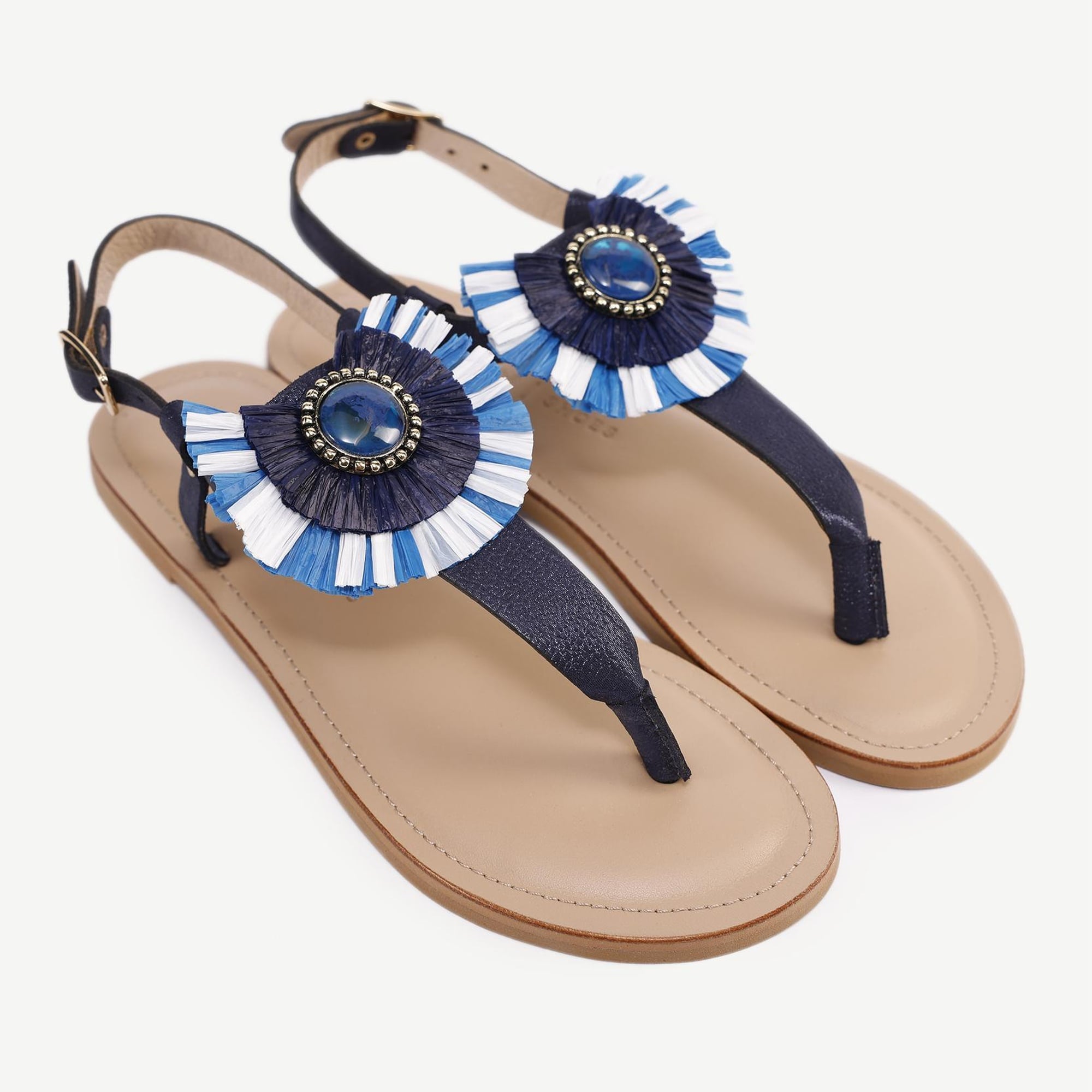 YARGICI Rafya Detaylı Deri Sandalet