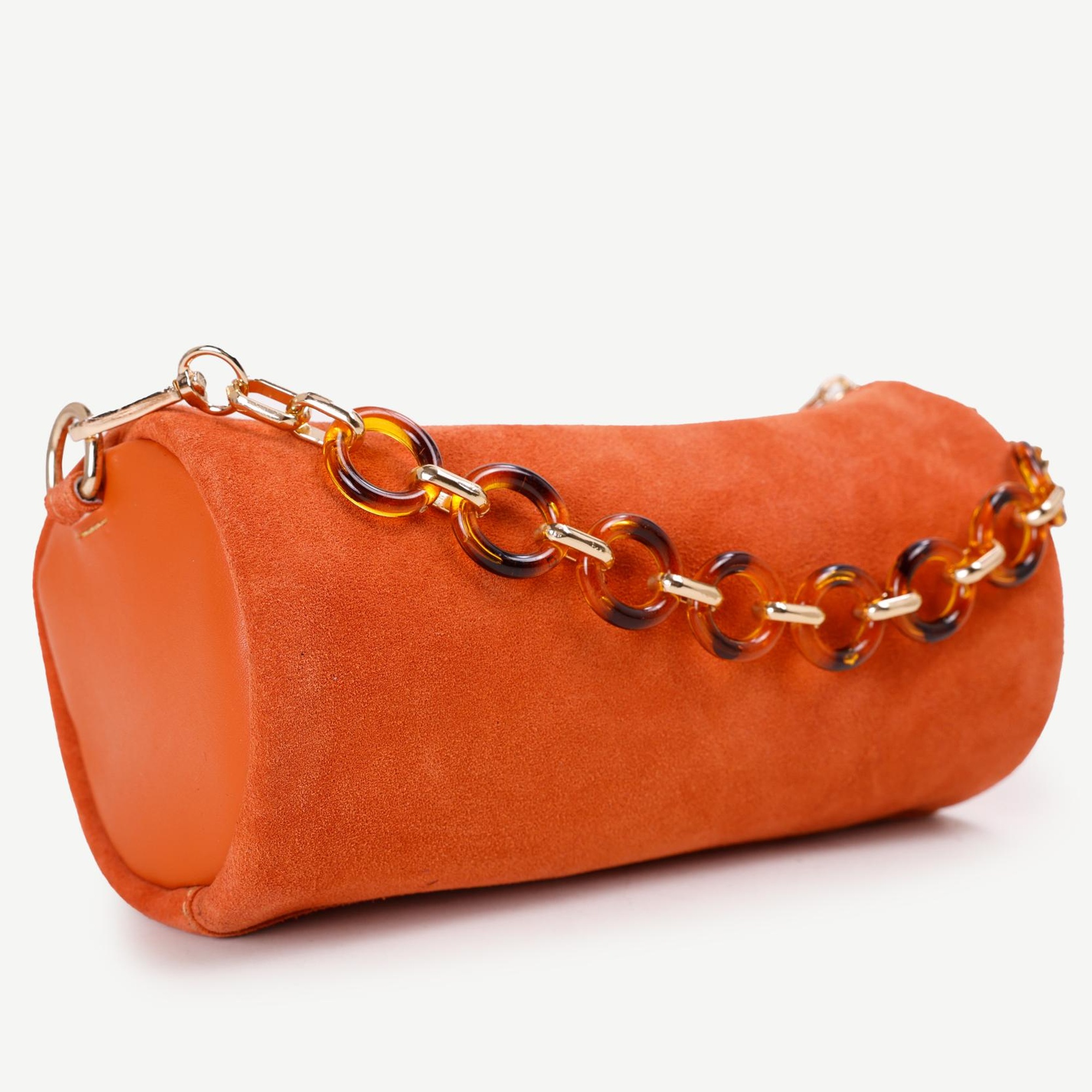 YARGICI Zincir Detaylı Deri Silindir Çanta