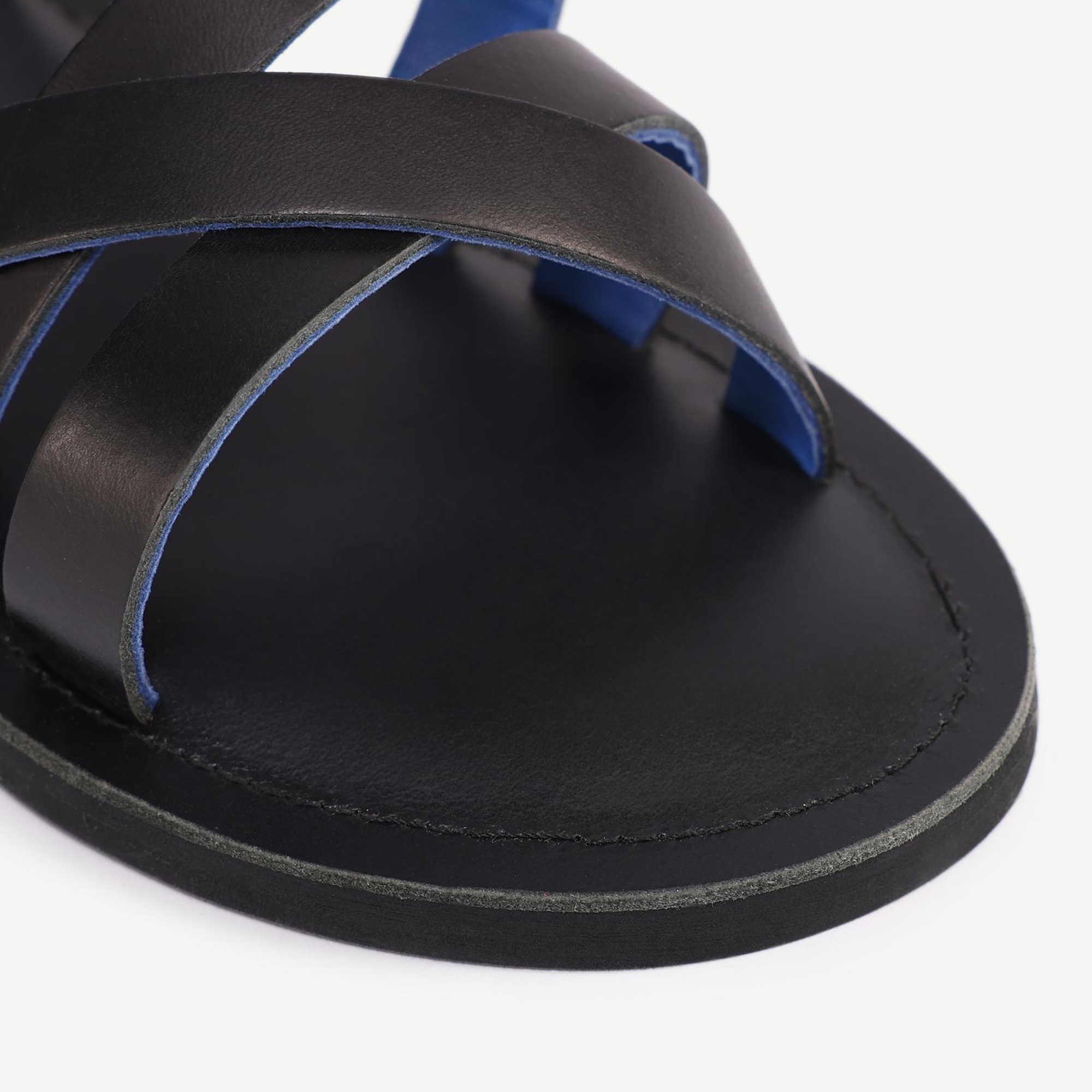 YARGICI Renkli Astarlı Deri Sandalet