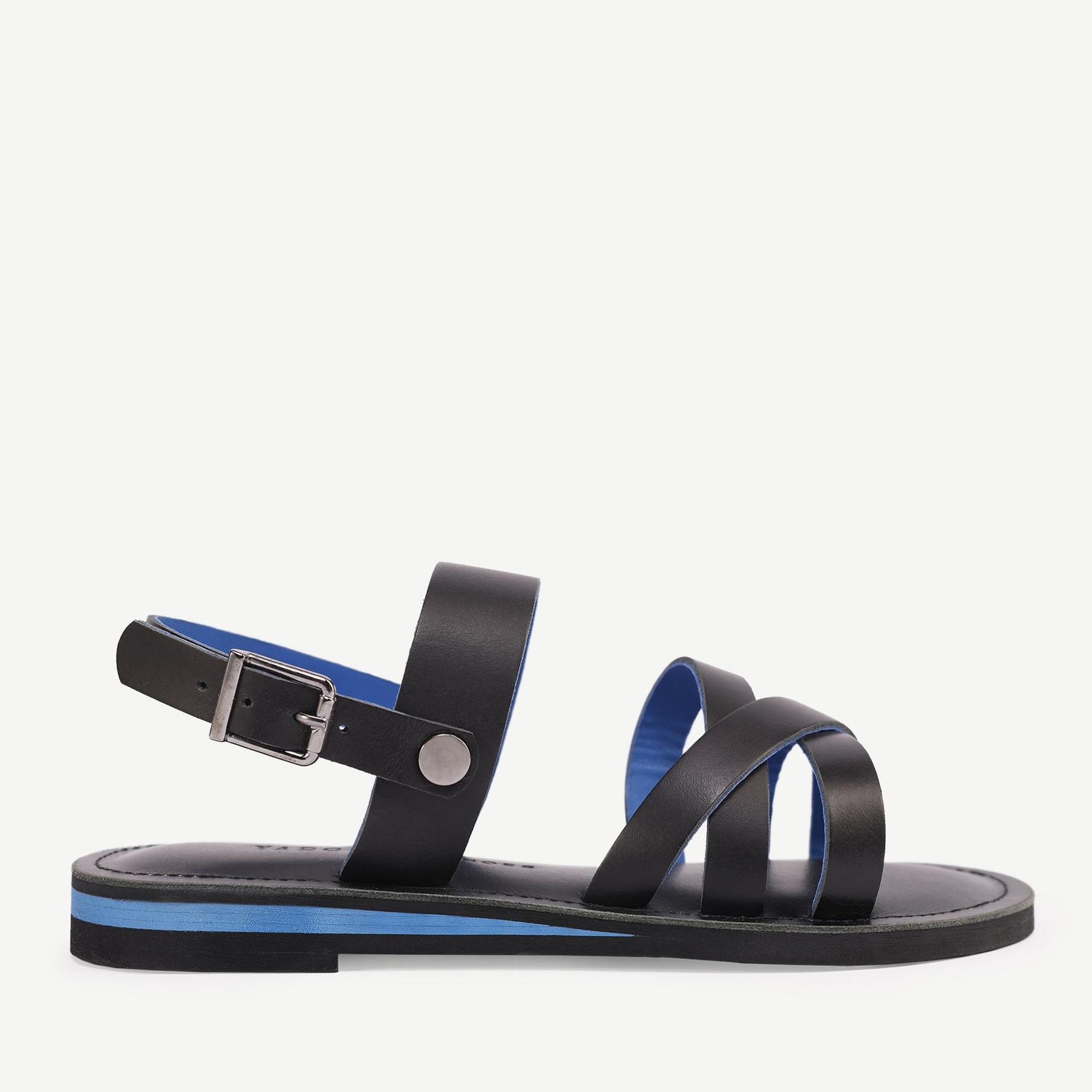 YARGICI Renkli Astarlı Deri Sandalet