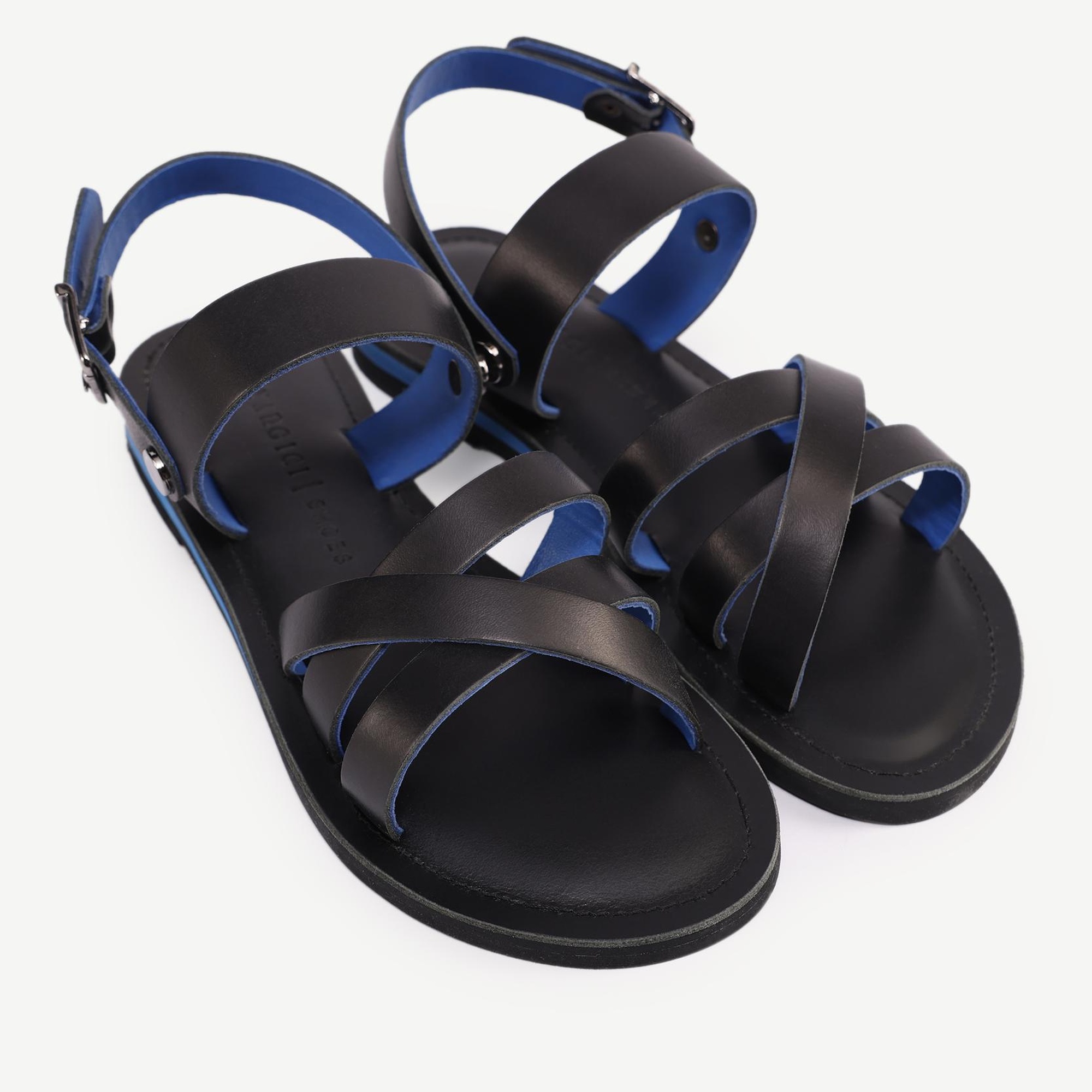 YARGICI Renkli Astarlı Deri Sandalet