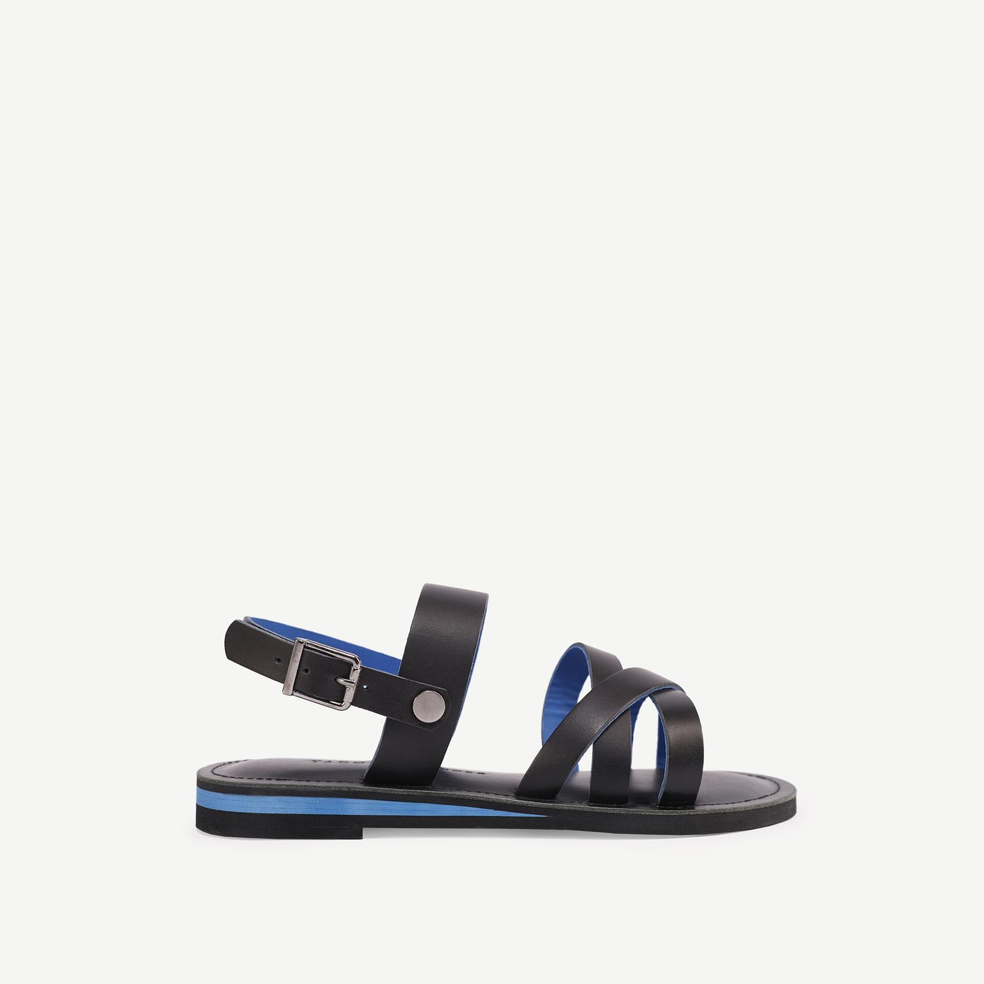 YARGICI Renkli Astarlı Deri Sandalet