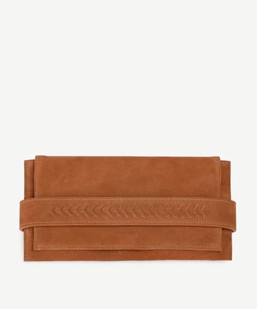  YARGICI Deri Süet Örgü Deyatlı Clucth