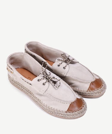  YARGICI Bağ Detaylı Maskülen Deri Espadril