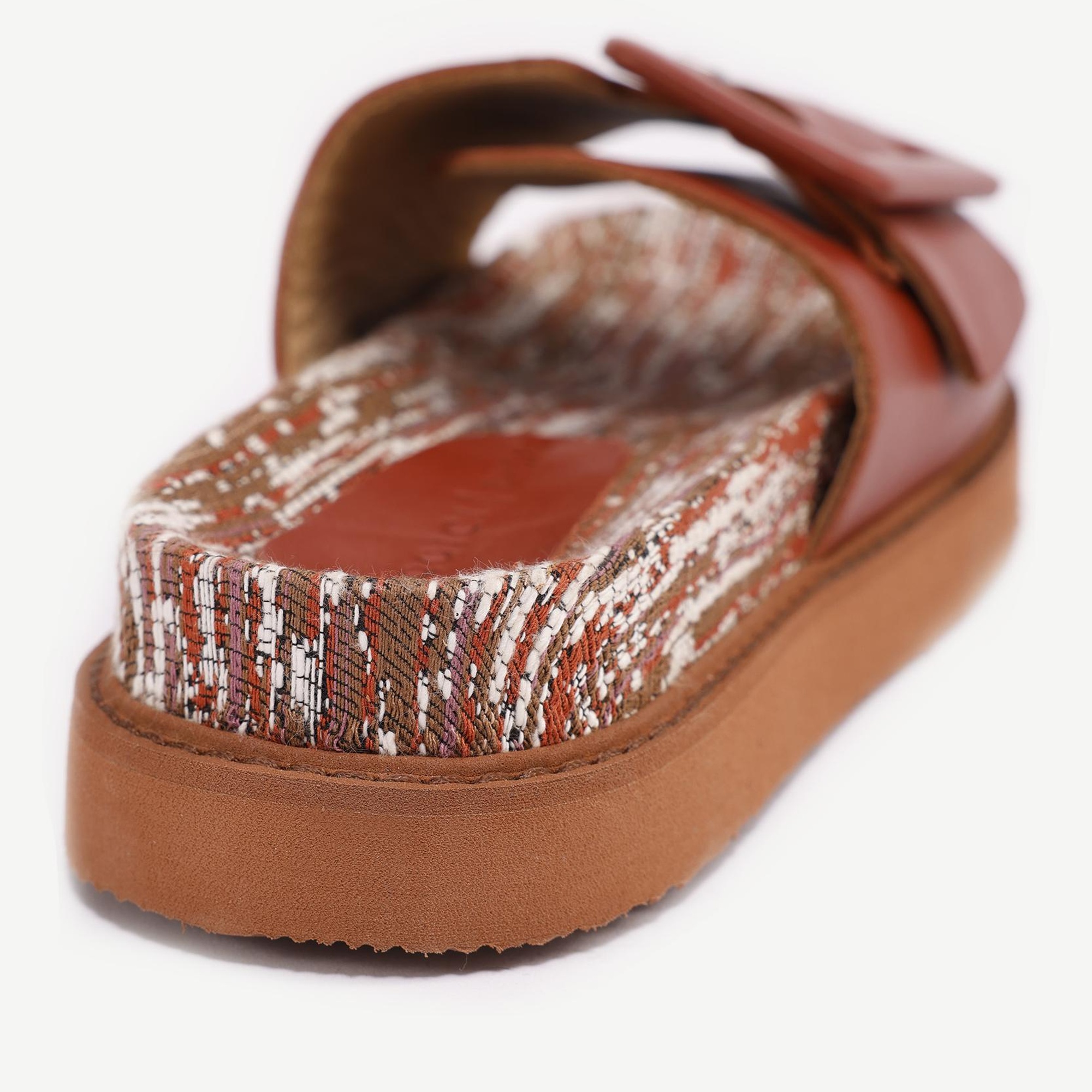 YARGICI Deri Toka Detaylı Kumaş Terlik