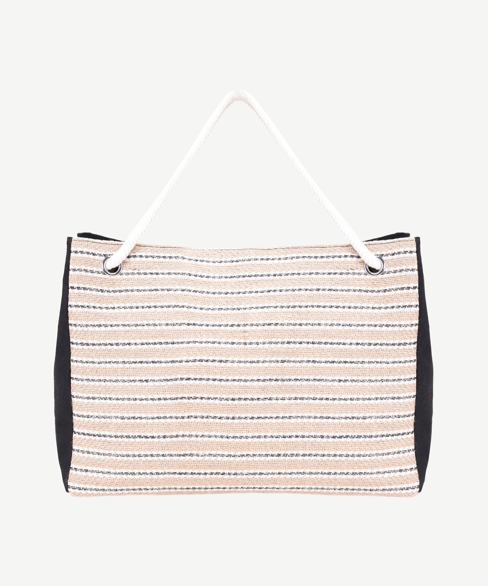  YARGICI Halat Saplı Çizgili Plaj Çantası