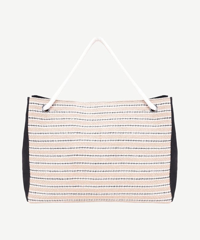  YARGICI Halat Saplı Çizgili Plaj Çantası