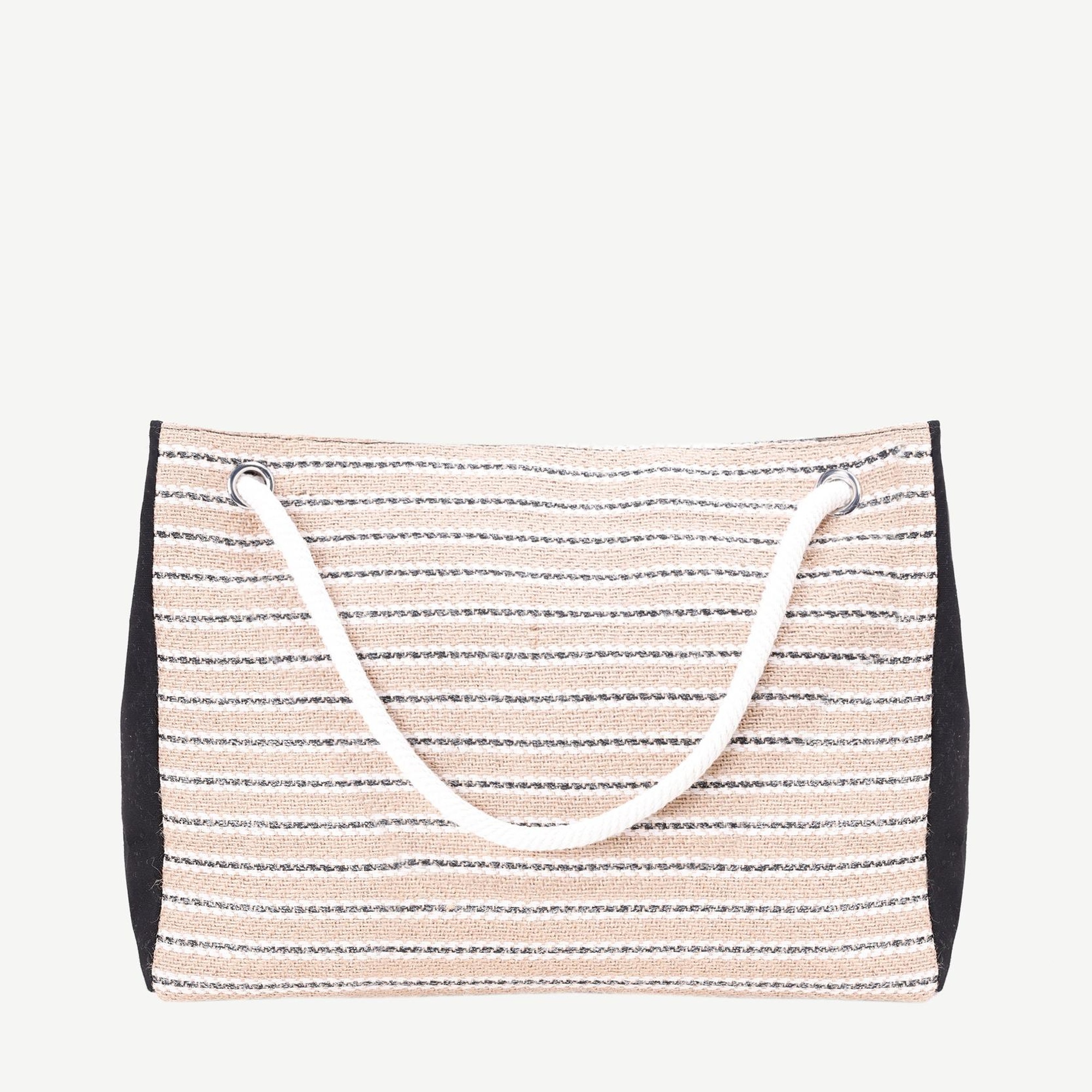 YARGICI Halat Saplı Çizgili Plaj Çantası