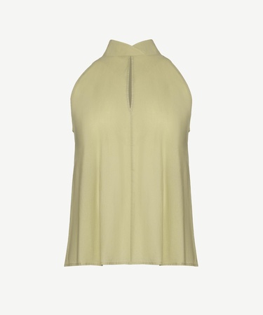  YARGICI Kolsuz Dik Yaka Bağlamalı Bluz