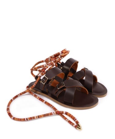  YARGICI Arkadan Bağlı Deri Sandalet