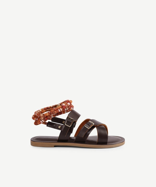  YARGICI Arkadan Bağlı Deri Sandalet