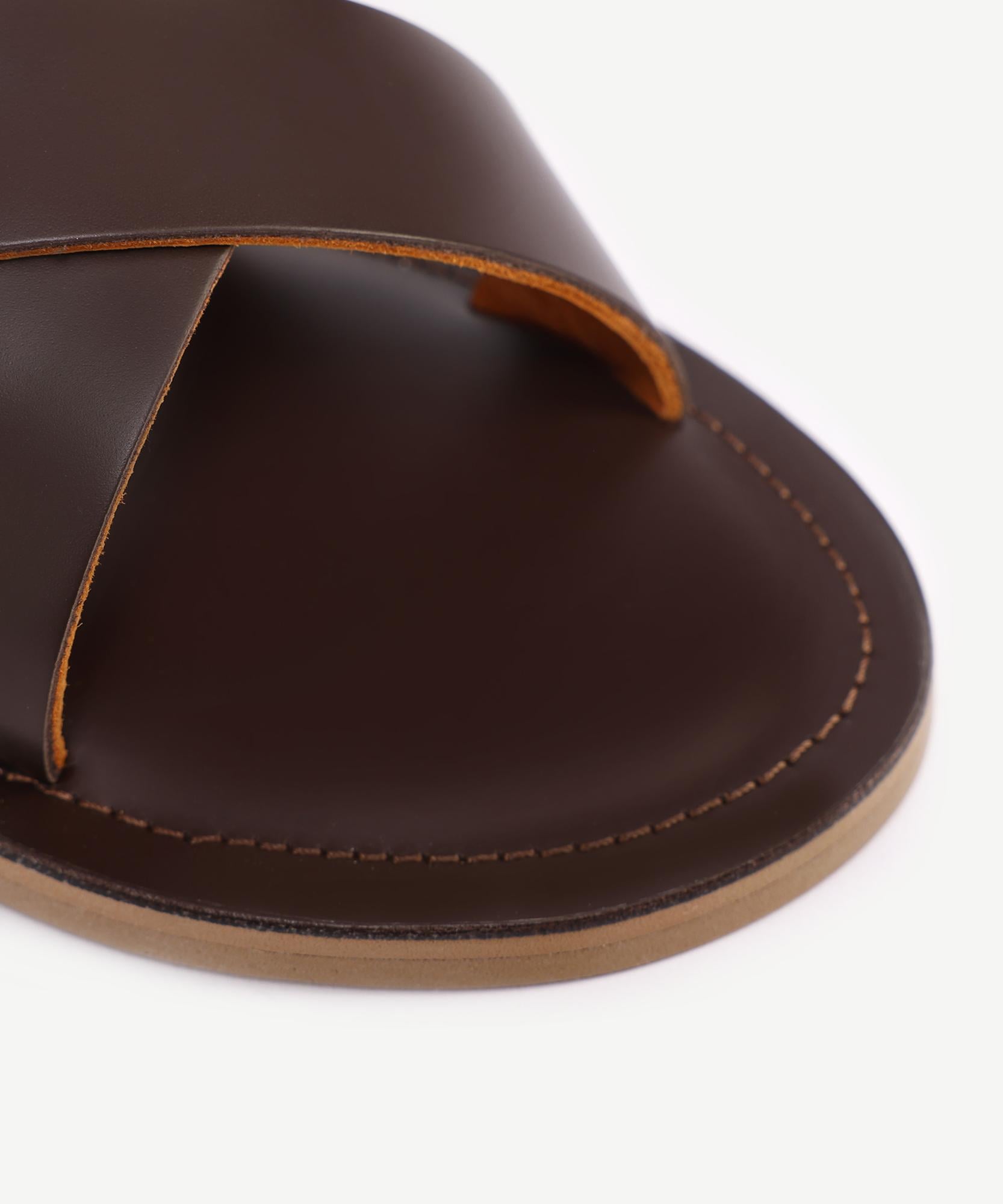 Yargıcı Yargıcı Kahverengi YARGICI Arkadan Bağlı Deri Sandalet FashFed'de! Kahverengi - 3. görsel