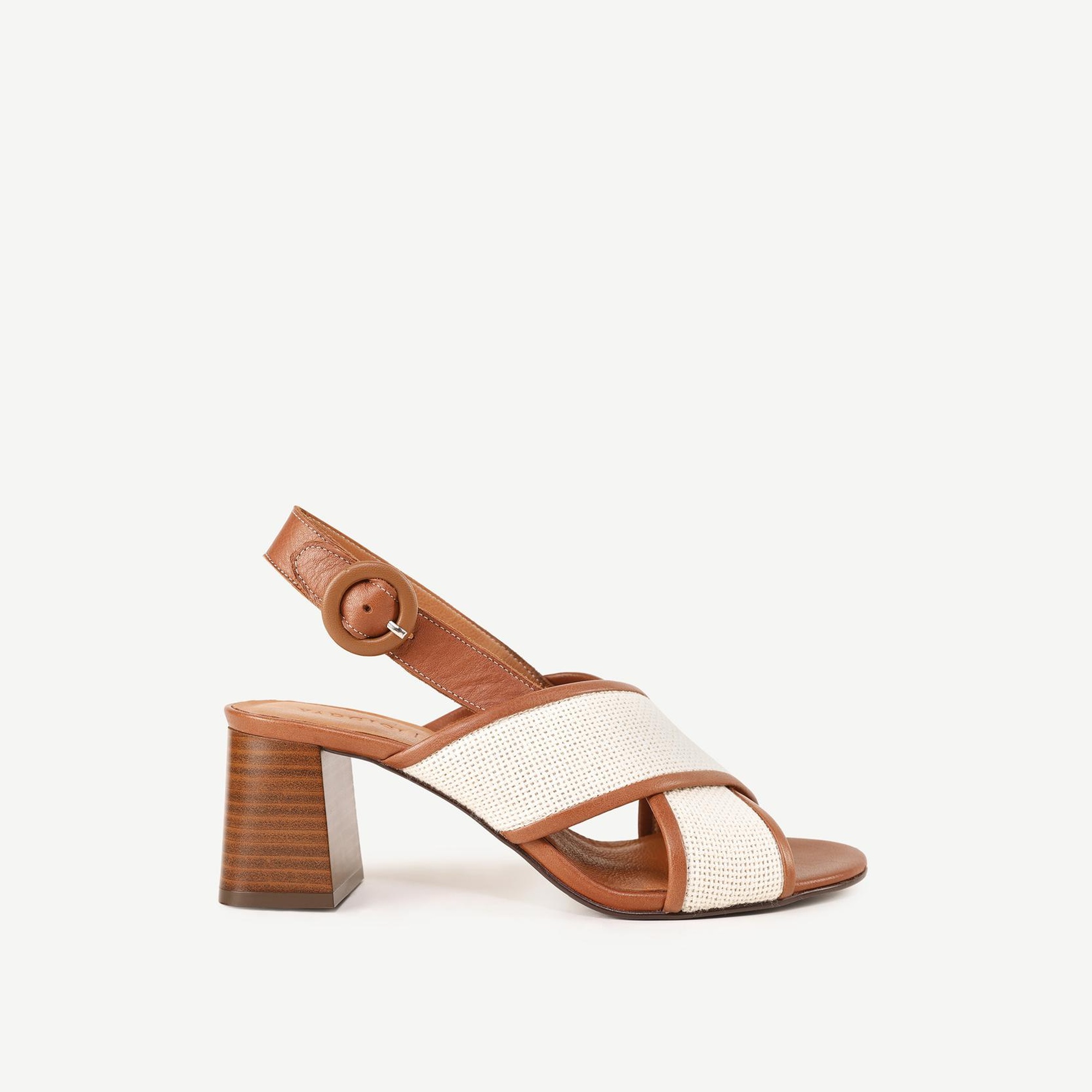 YARGICI Hasır Detaylı Deri Topuklu Sandalet