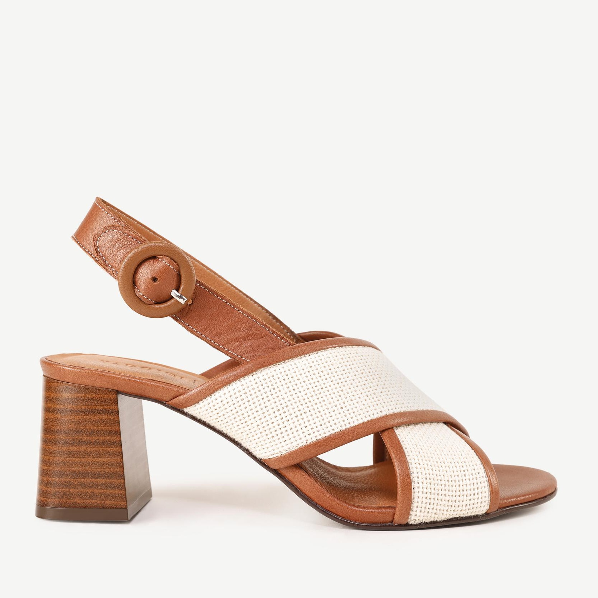 YARGICI Hasır Detaylı Deri Topuklu Sandalet