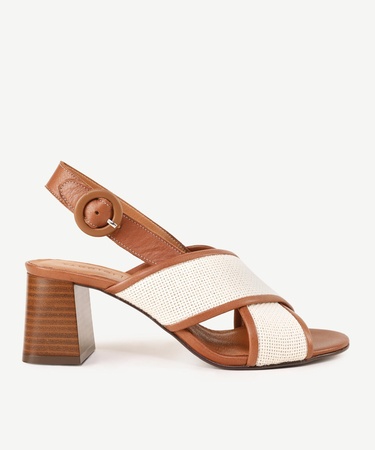  YARGICI Hasır Detaylı Deri Topuklu Sandalet