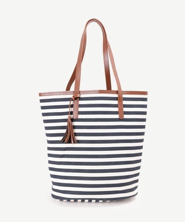  YARGICI Çizgili Canvas Omuz Çantası