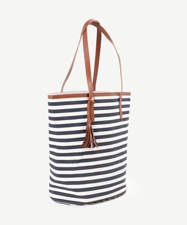  YARGICI Çizgili Canvas Omuz Çantası