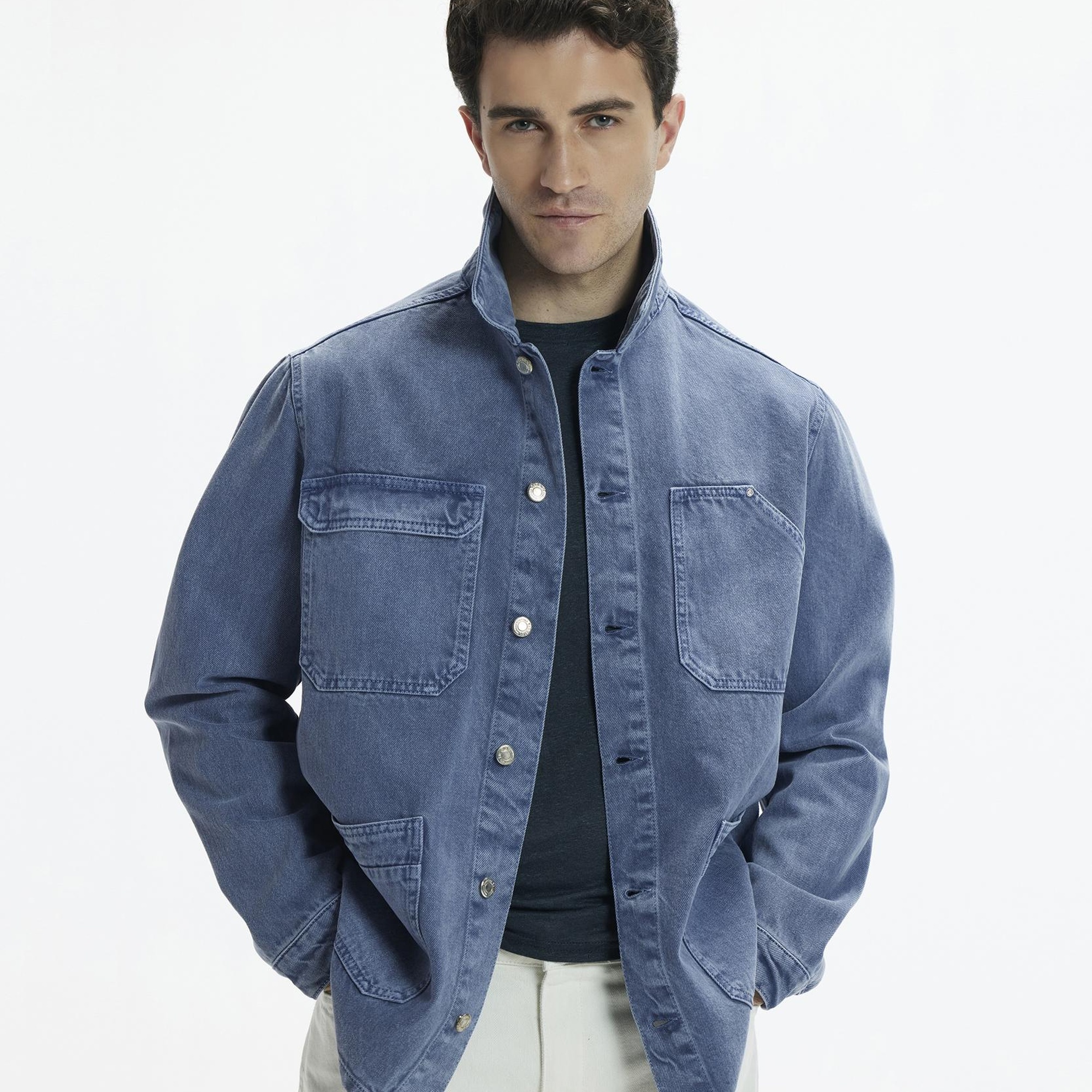 YARGICI Non-Denim Gömlek Yaka Dört Cepli Düğmeli Ceket