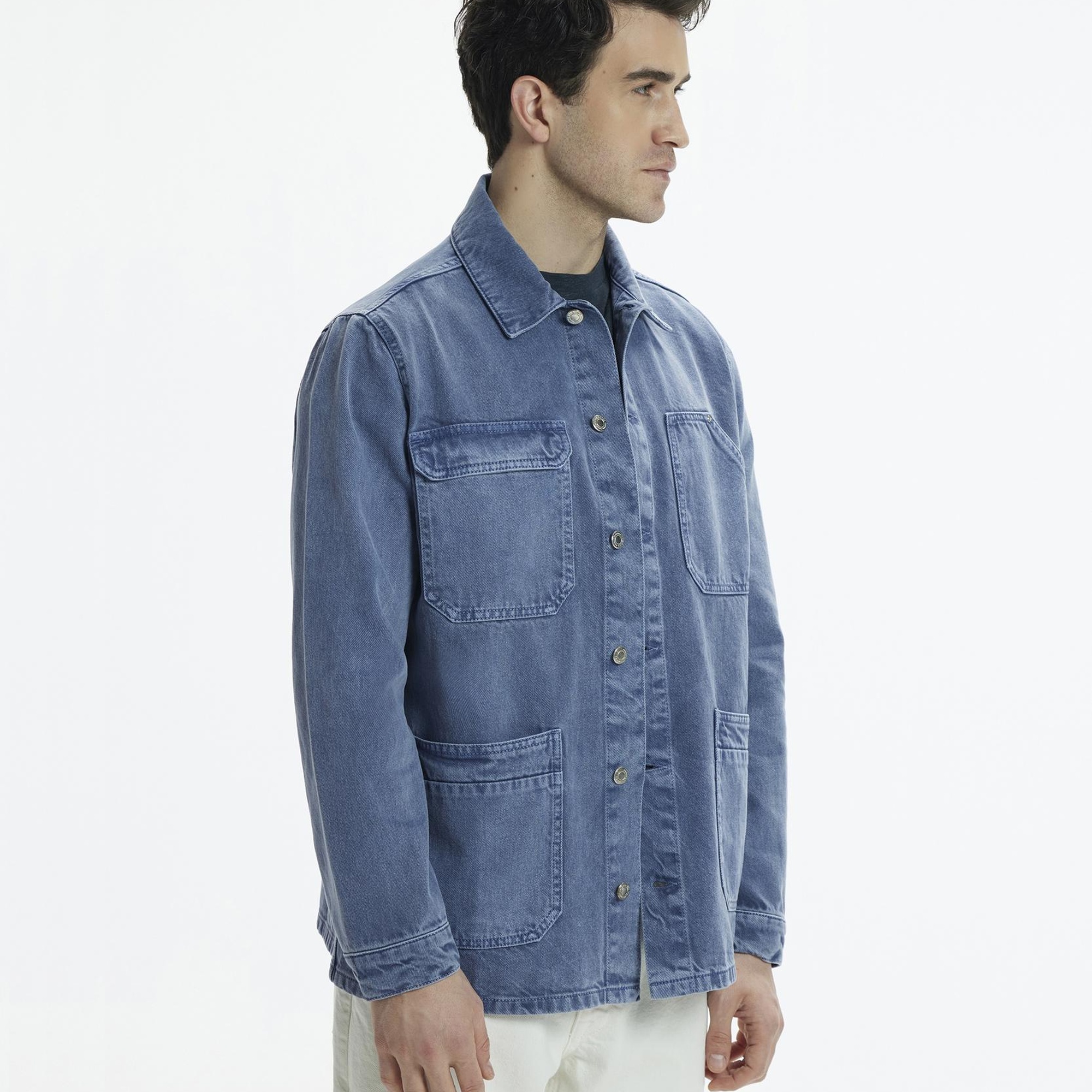 YARGICI Non-Denim Gömlek Yaka Dört Cepli Düğmeli Ceket