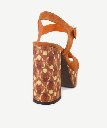  YARGICI Deri Platform Topuklu Sandalet