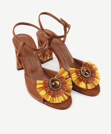  YARGICI Rafya Aksesuar Detaylı Topuklu Sandalet