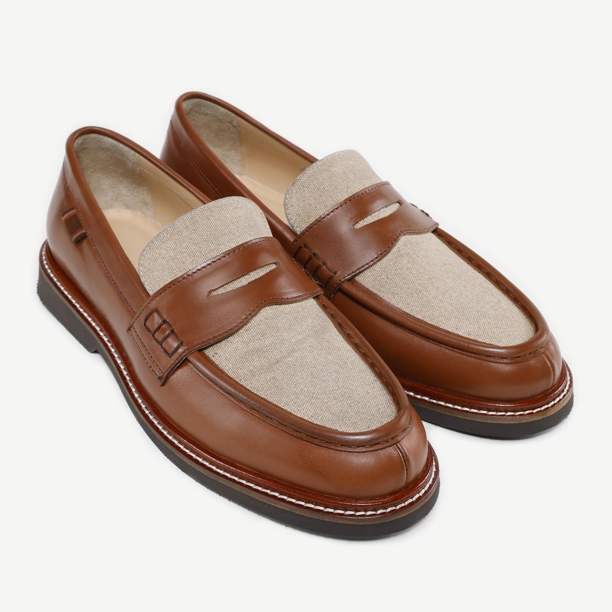 YARGICI Kanvas Detaylı Deri Loafer