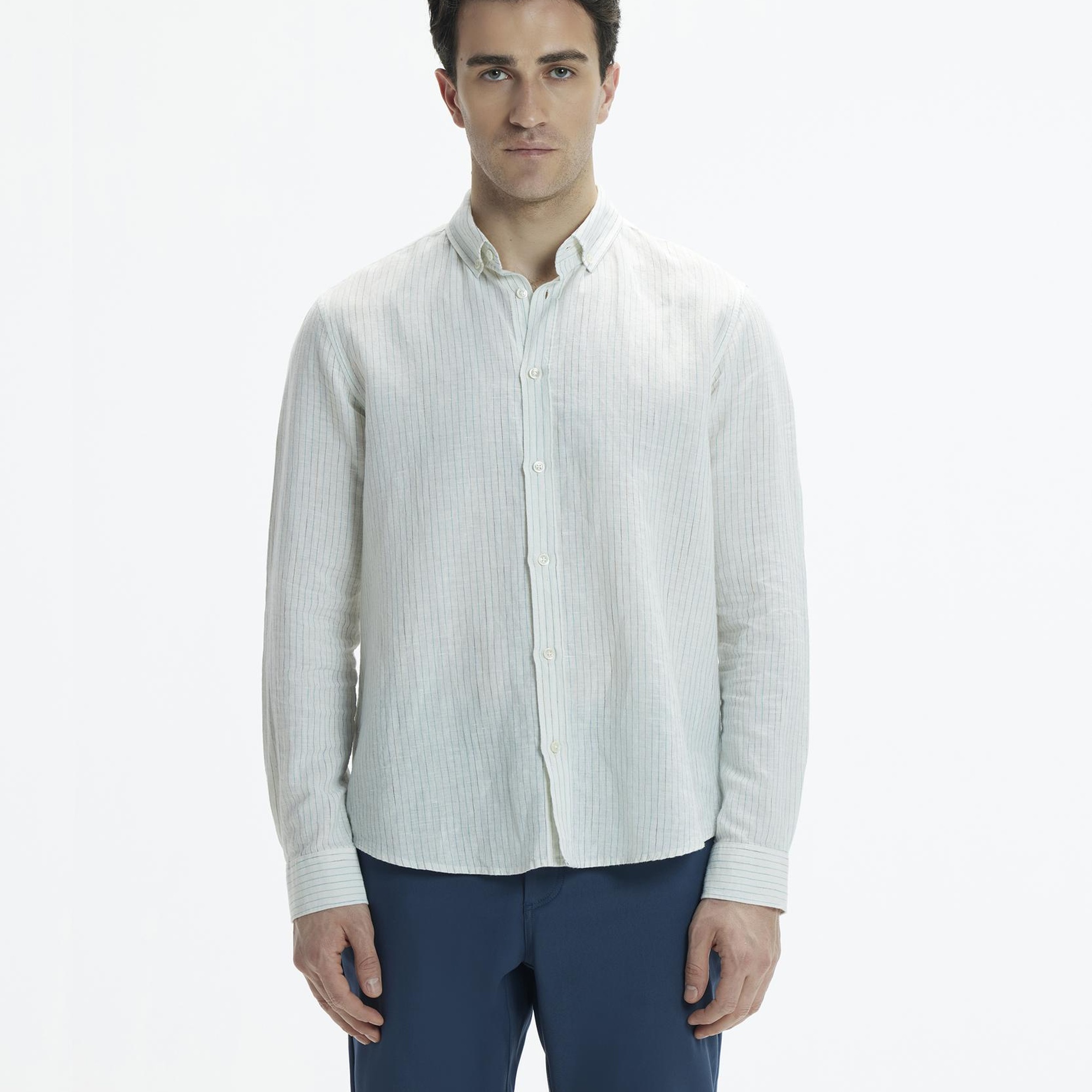 YARGICI Regular Fit Uzun Kollu Keten Gömlek