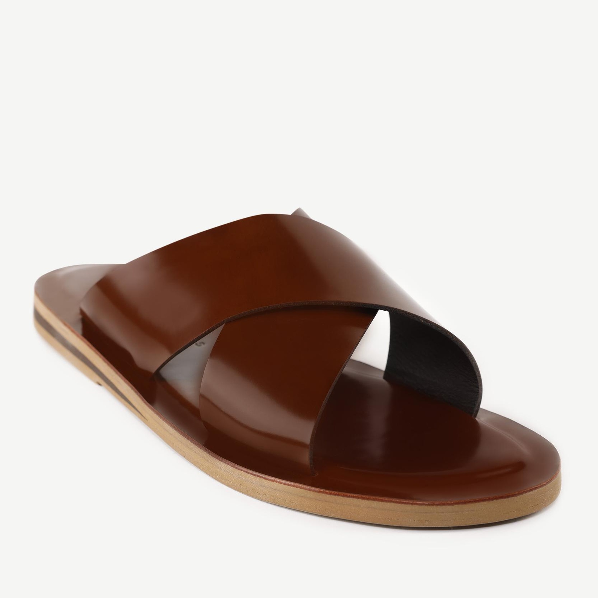 YARGICI Çapraz Bantlı Deri Terlik