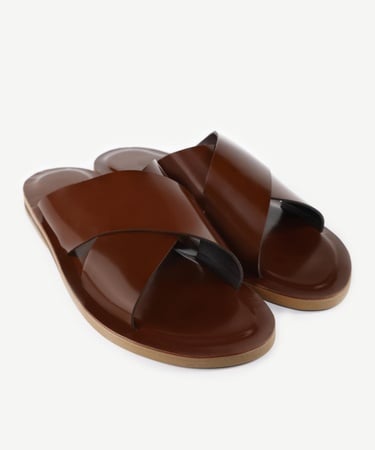  YARGICI Çapraz Bantlı Deri Terlik