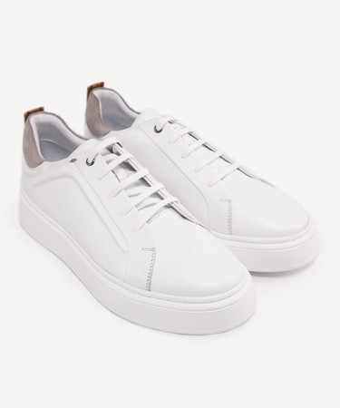  YARGICI Silikon Kabartmanlı Deri Bağlı Sneakers