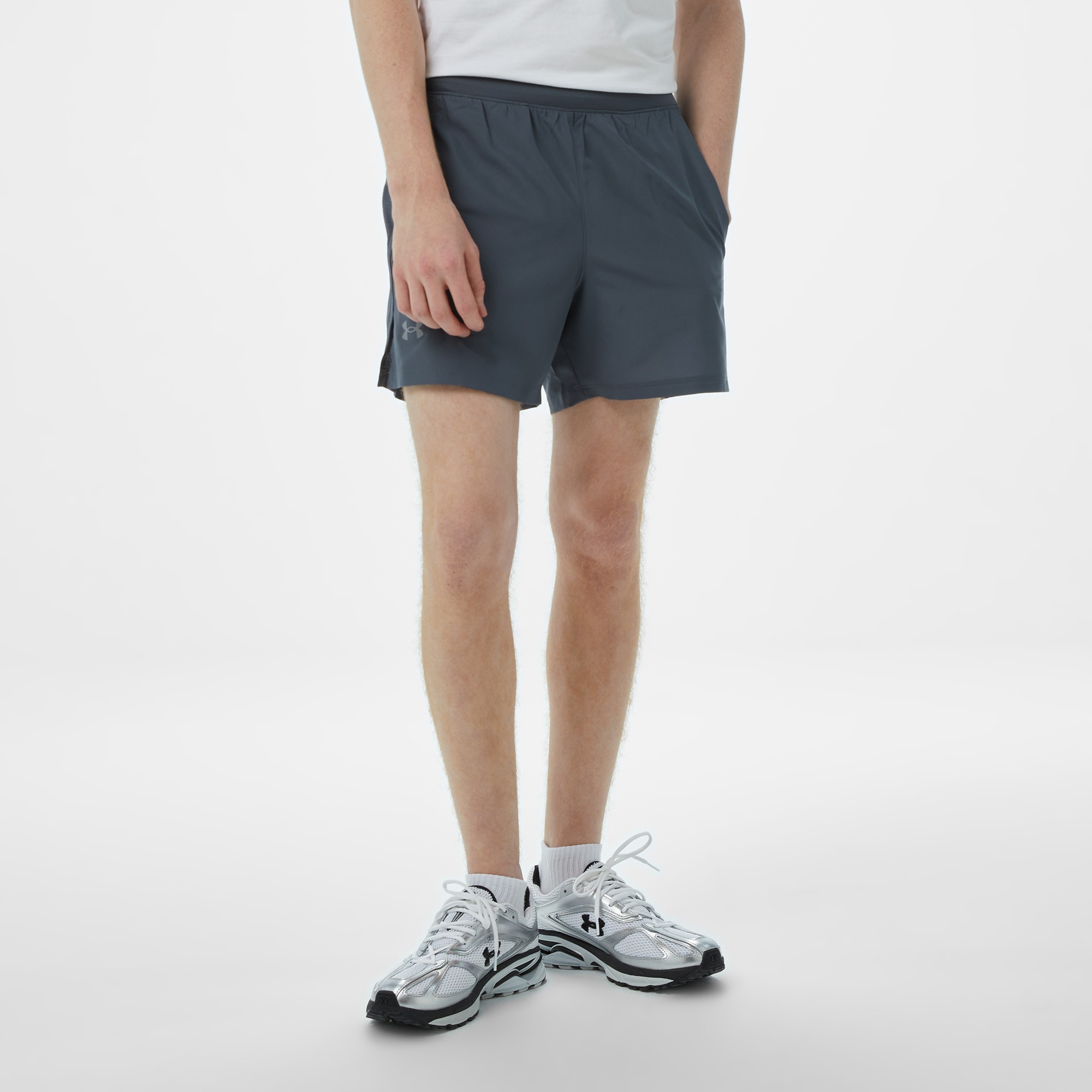 Under Armour Launch 5 Erkek Gri Koşu Şortu
