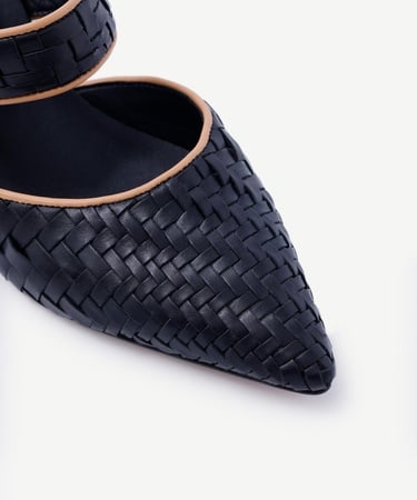  YARGICI Örgü Detaylı Deri Topuklu Terlik