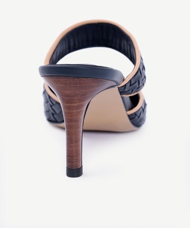  YARGICI Örgü Detaylı Deri Topuklu Terlik