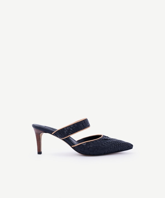  YARGICI Örgü Detaylı Deri Topuklu Terlik