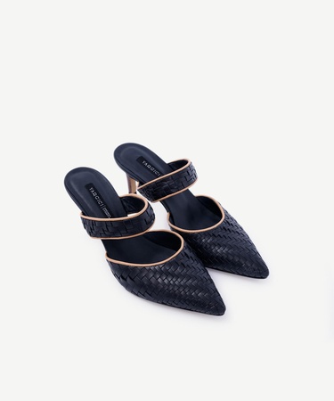  YARGICI Örgü Detaylı Deri Topuklu Terlik