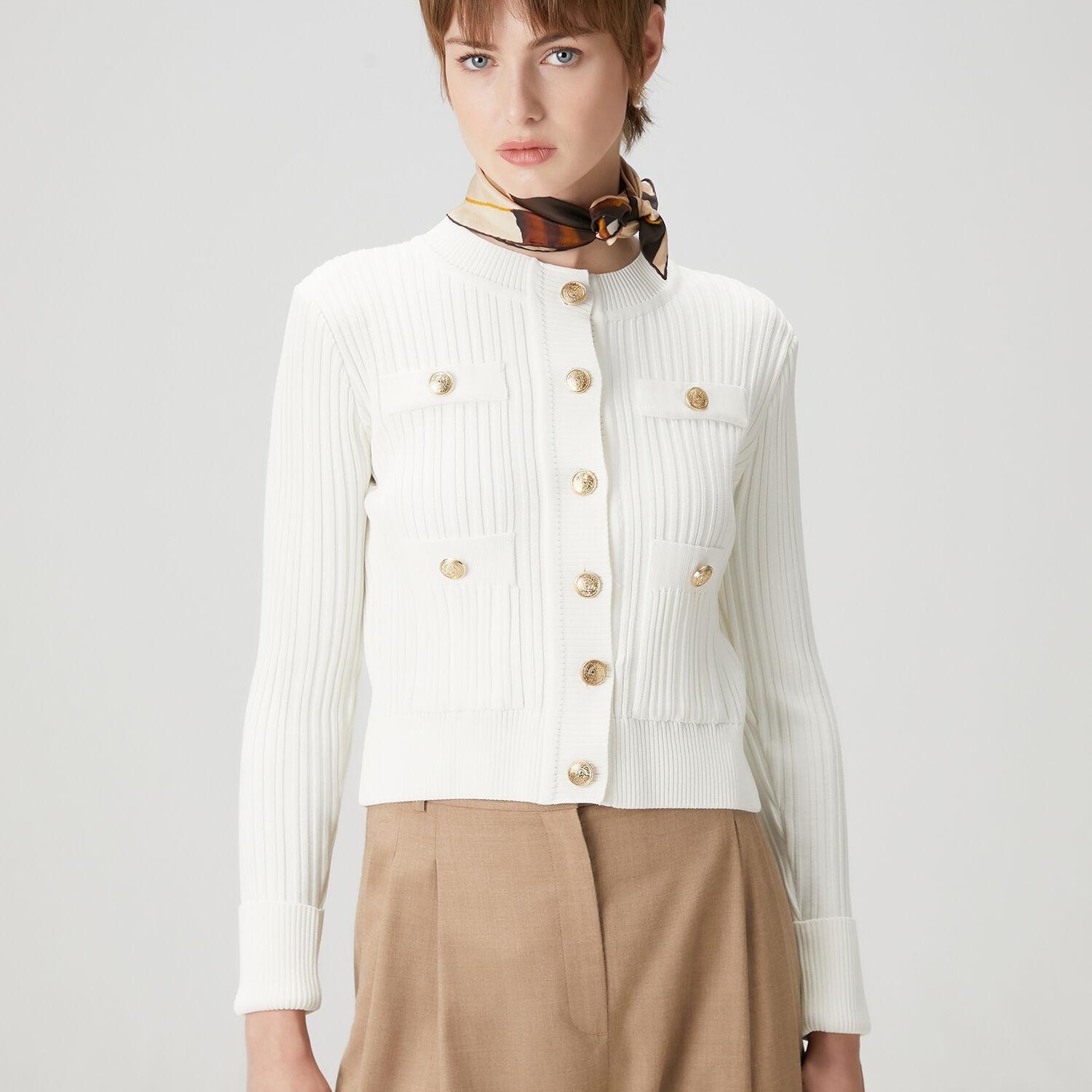 Beymen Club Kadın Kırık Beyaz Ribli Triko Ceket