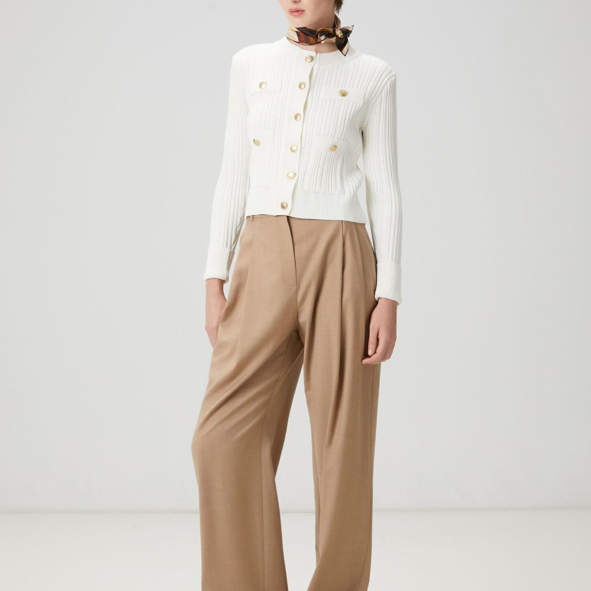 Beymen Club Kadın Kırık Beyaz Ribli Triko Ceket